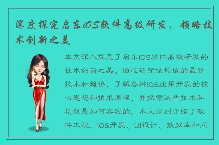 深度探究启东iOS软件高级研发，领略技术创新之美