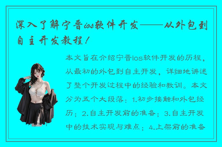 深入了解宁晋ios软件开发——从外包到自主开发教程！