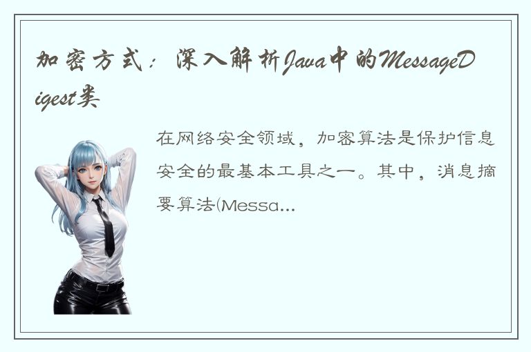 加密方式：深入解析Java中的MessageDigest类