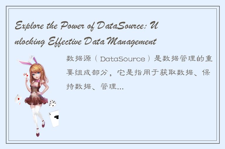 Explore the Power of DataSource: Unlocking Effective Data Management Strategies