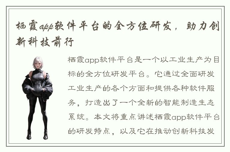 栖霞app软件平台的全方位研发，助力创新科技前行