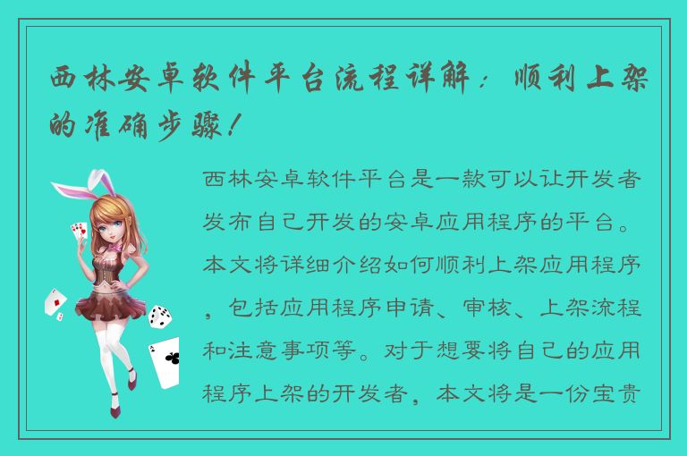 西林安卓软件平台流程详解：顺利上架的准确步骤！