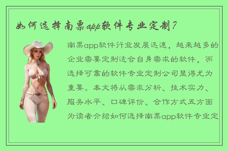 如何选择南票app软件专业定制？