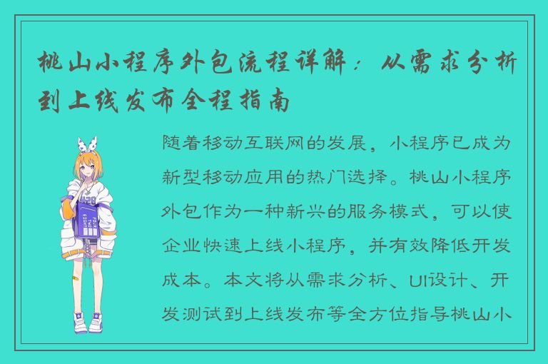 桃山小程序外包流程详解：从需求分析到上线发布全程指南