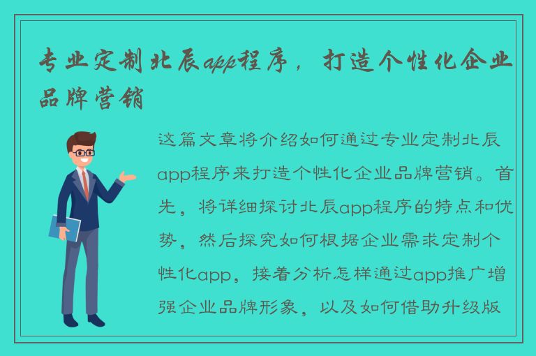 专业定制北辰app程序，打造个性化企业品牌营销