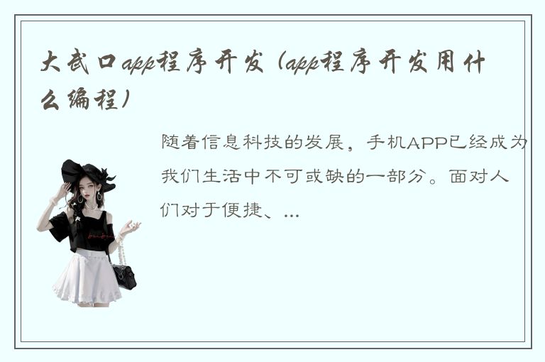 大武口app程序开发 (app程序开发用什么编程)