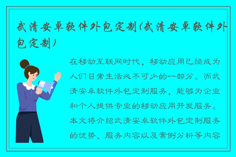 武清安卓软件外包定制(武清安卓软件外包定制)