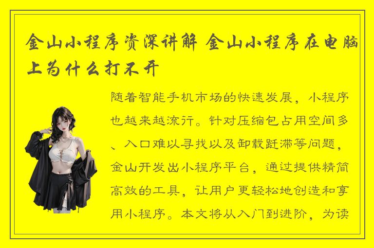 金山小程序资深讲解 金山小程序在电脑上为什么打不开