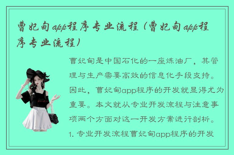 曹妃甸app程序专业流程 (曹妃甸app程序专业流程)