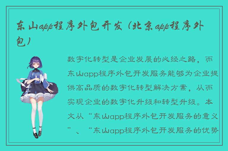 东山app程序外包开发 (北京app程序外包)