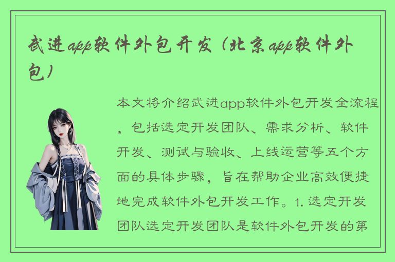 武进app软件外包开发 (北京app软件外包)