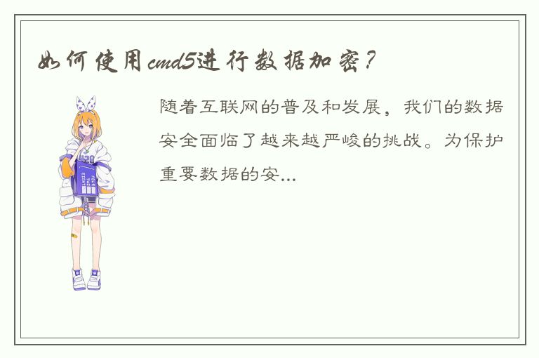 如何使用cmd5进行数据加密？