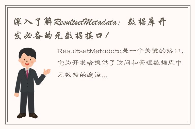 深入了解ResultsetMetadata：数据库开发必备的元数据接口！