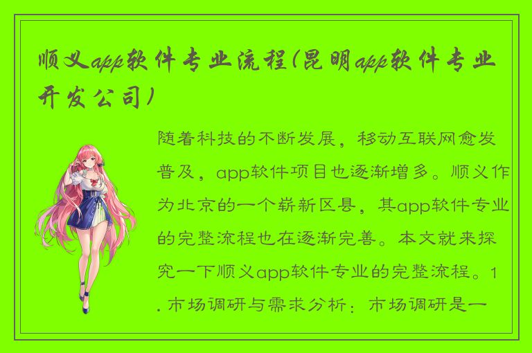 顺义app软件专业流程(昆明app软件专业开发公司)