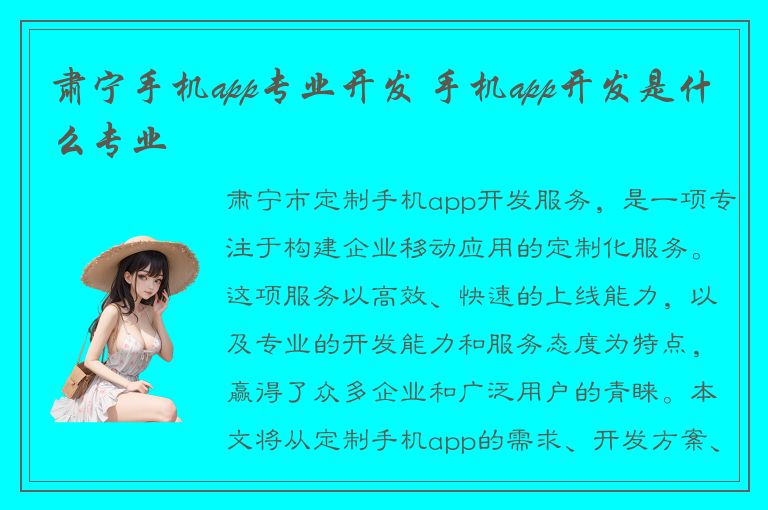 肃宁手机app专业开发 手机app开发是什么专业