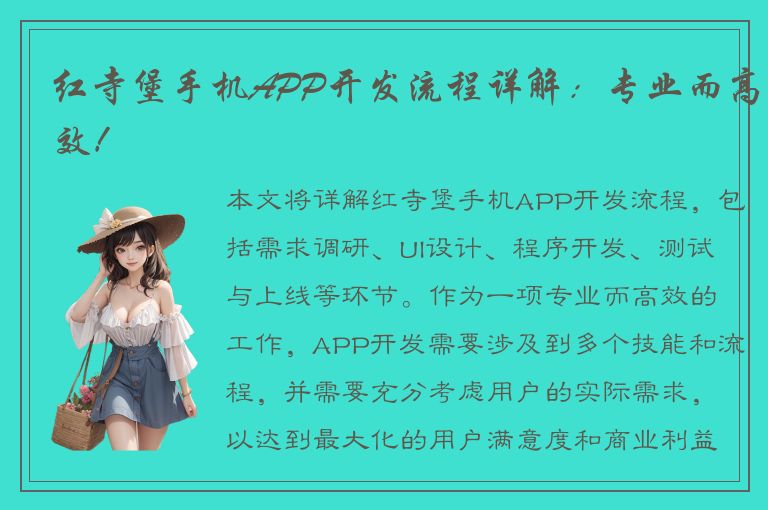 红寺堡手机APP开发流程详解：专业而高效！