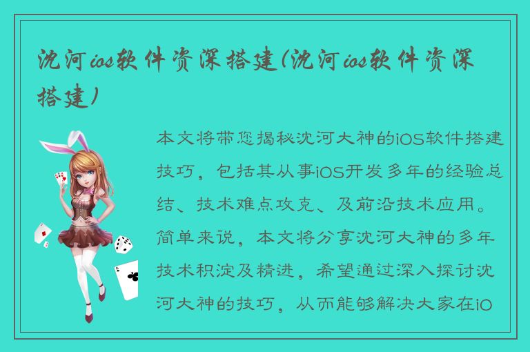 沈河ios软件资深搭建(沈河ios软件资深搭建)