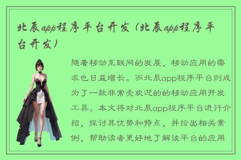 北辰app程序平台开发 (北辰app程序平台开发)