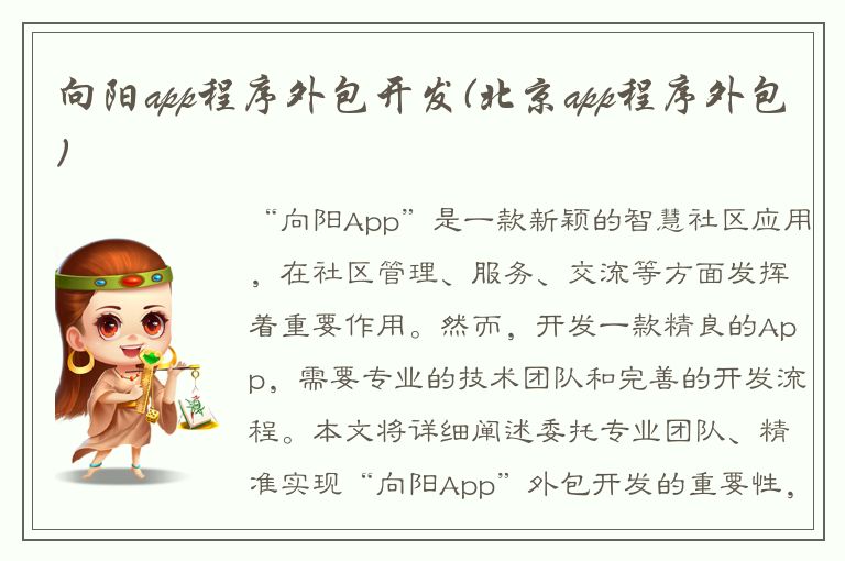 向阳app程序外包开发(北京app程序外包)