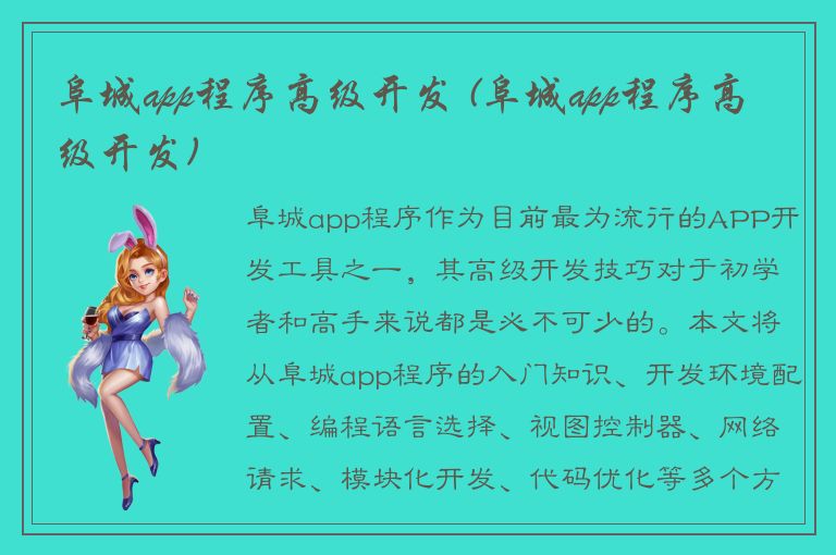 阜城app程序高级开发 (阜城app程序高级开发)