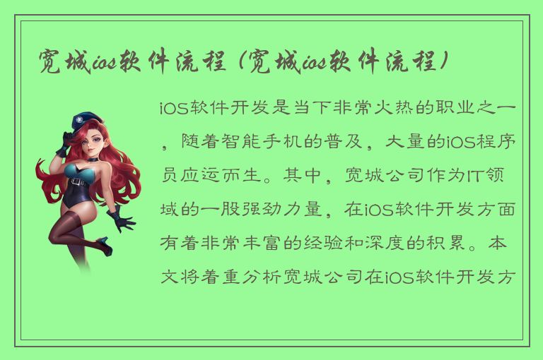 宽城ios软件流程 (宽城ios软件流程)