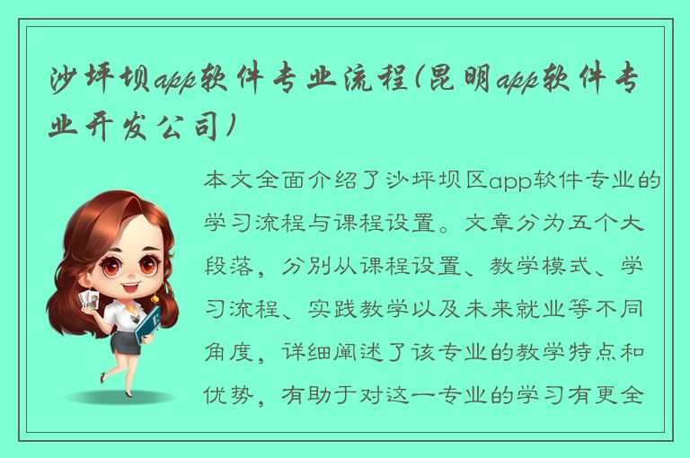 沙坪坝app软件专业流程(昆明app软件专业开发公司)