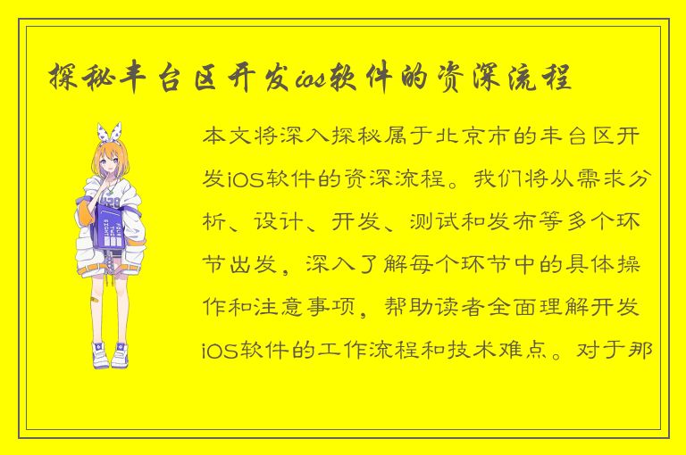 探秘丰台区开发ios软件的资深流程