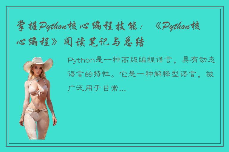 掌握Python核心编程技能：《Python核心编程》阅读笔记与总结