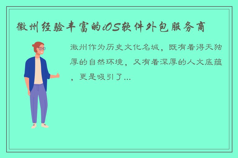 徽州经验丰富的iOS软件外包服务商