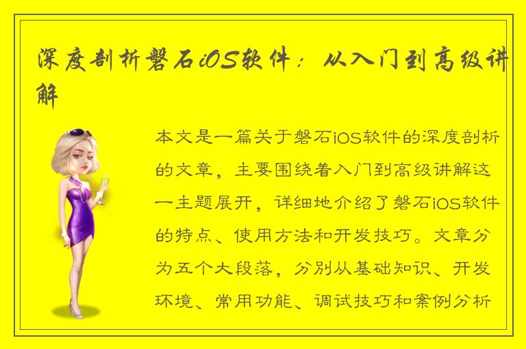 深度剖析磐石iOS软件：从入门到高级讲解