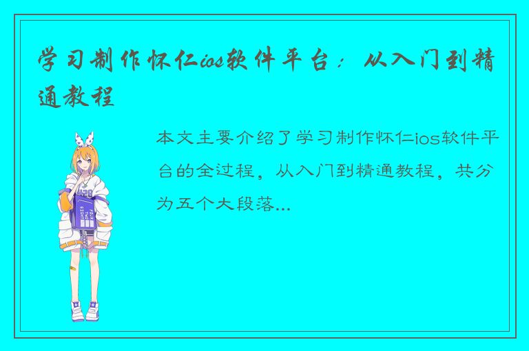 学习制作怀仁ios软件平台：从入门到精通教程