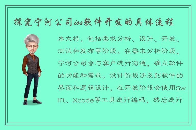 探究宁河公司ios软件开发的具体流程