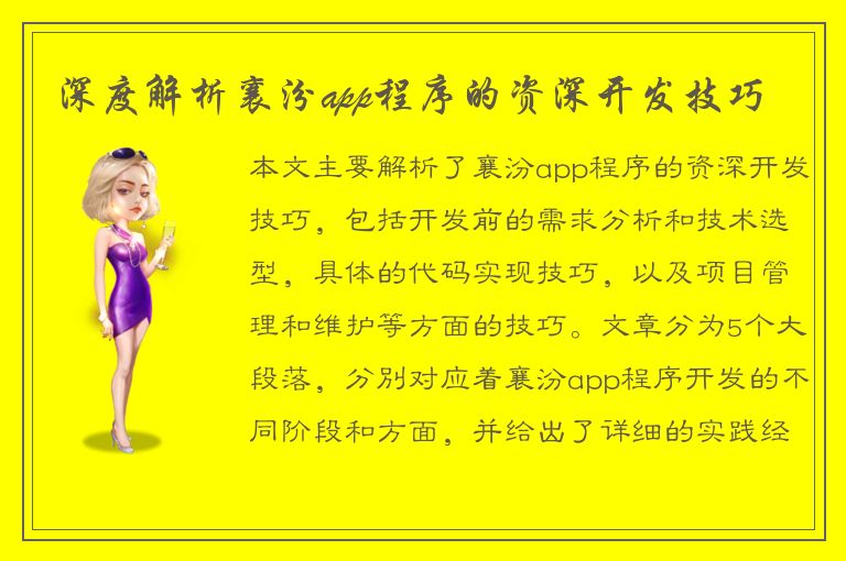 深度解析襄汾app程序的资深开发技巧