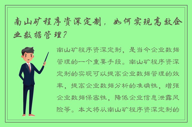 南山矿程序资深定制，如何实现高效企业数据管理？