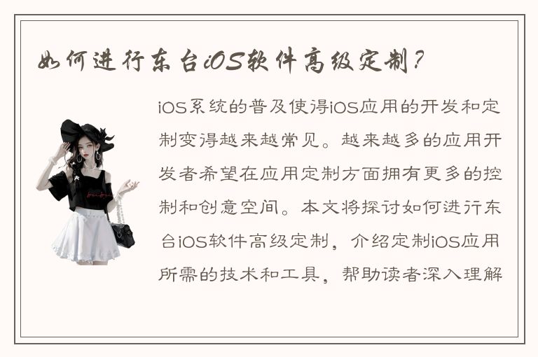 如何进行东台iOS软件高级定制？