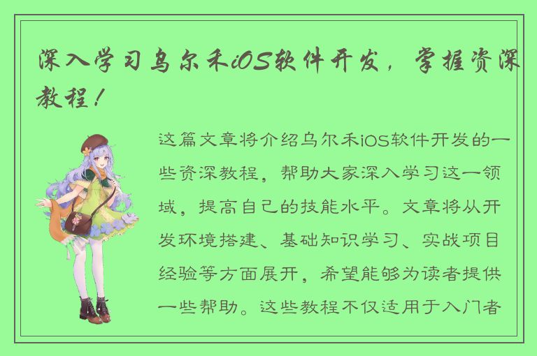 深入学习乌尔禾iOS软件开发，掌握资深教程！