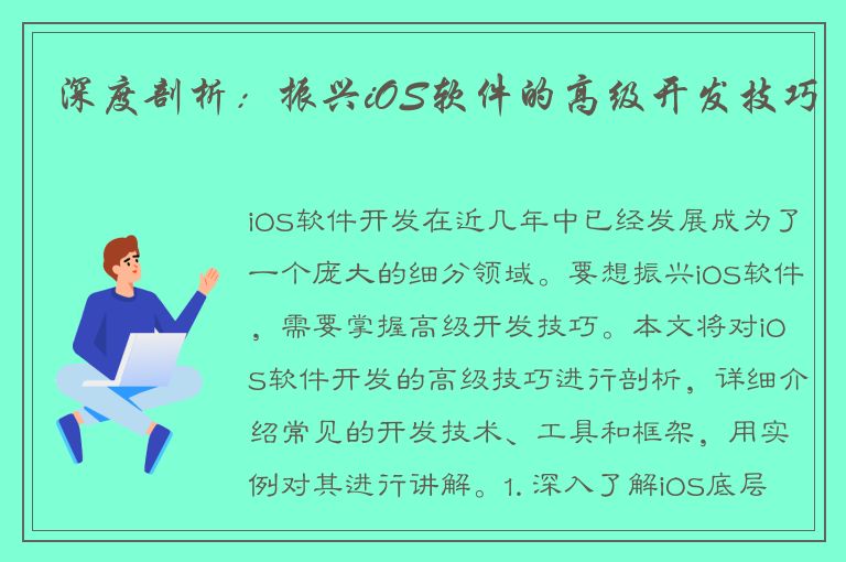 深度剖析：振兴iOS软件的高级开发技巧