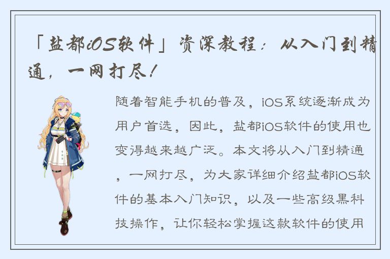 「盐都iOS软件」资深教程：从入门到精通，一网打尽！