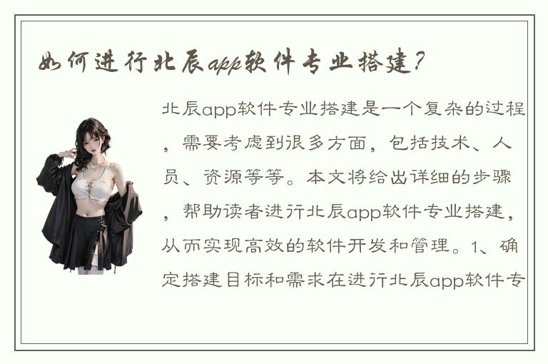 如何进行北辰app软件专业搭建？