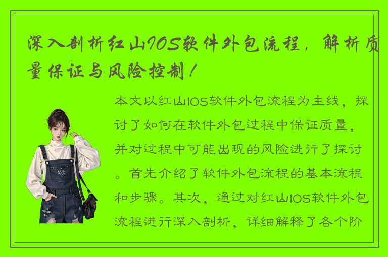 深入剖析红山IOS软件外包流程，解析质量保证与风险控制！