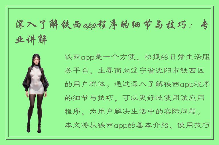 深入了解铁西app程序的细节与技巧：专业讲解