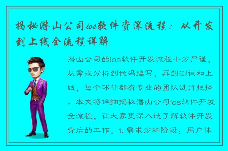 揭秘潜山公司ios软件资深流程：从开发到上线全流程详解