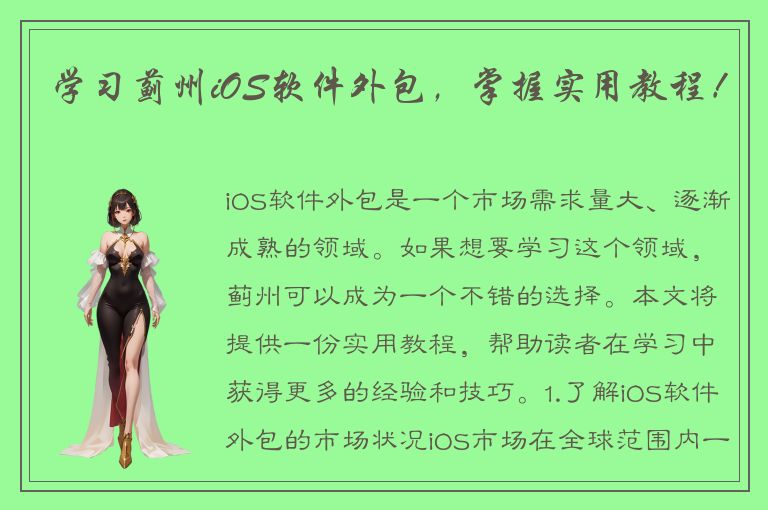 学习蓟州iOS软件外包，掌握实用教程！