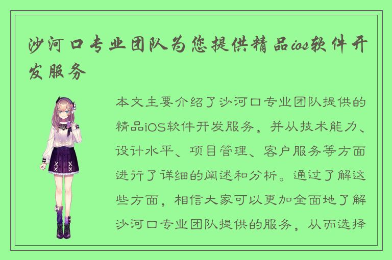 沙河口专业团队为您提供精品ios软件开发服务