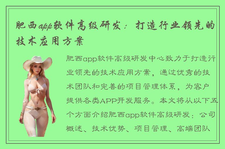 肥西app软件高级研发：打造行业领先的技术应用方案