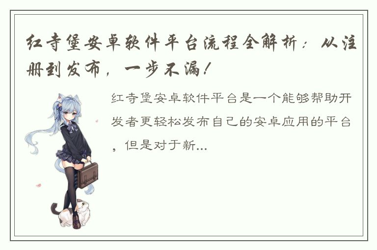 红寺堡安卓软件平台流程全解析：从注册到发布，一步不漏！