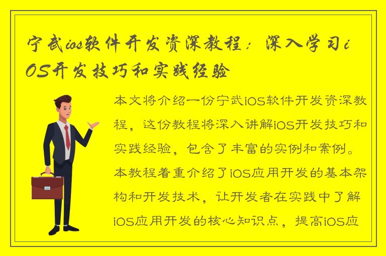 宁武ios软件开发资深教程：深入学习iOS开发技巧和实践经验