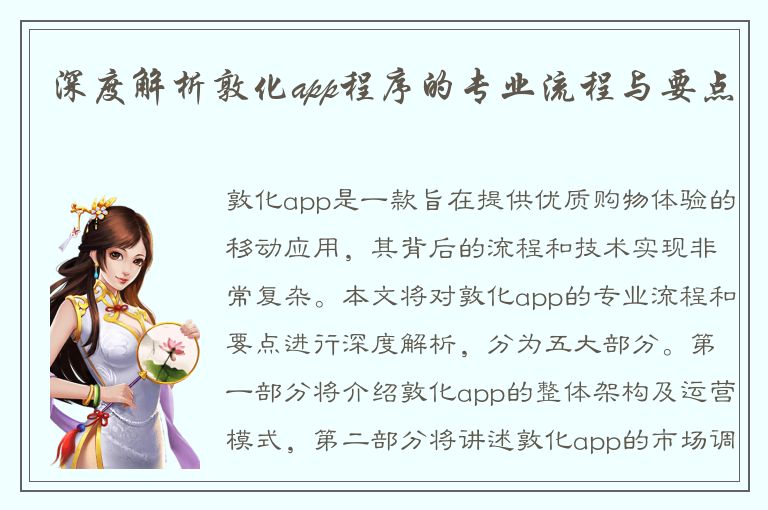 深度解析敦化app程序的专业流程与要点