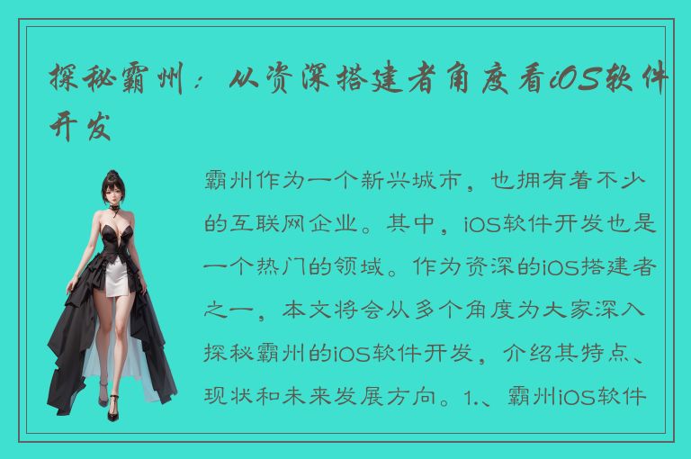 探秘霸州：从资深搭建者角度看iOS软件开发