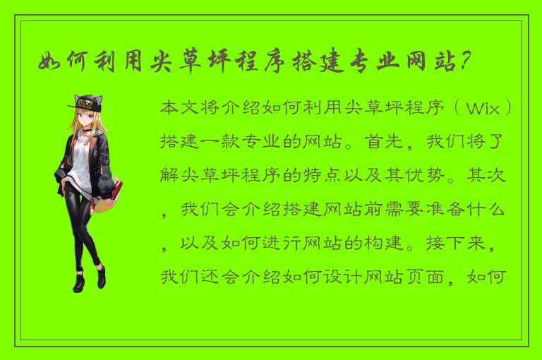 如何利用尖草坪程序搭建专业网站？